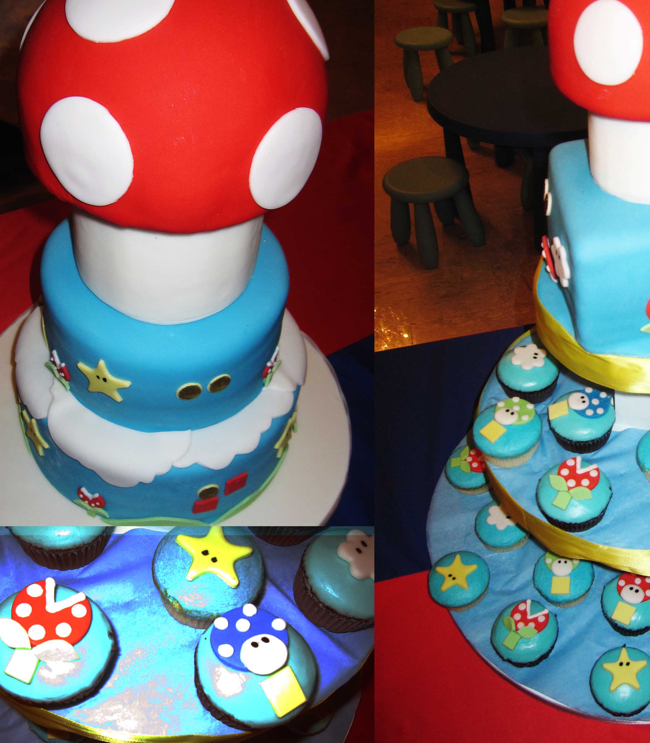 mario cake collage