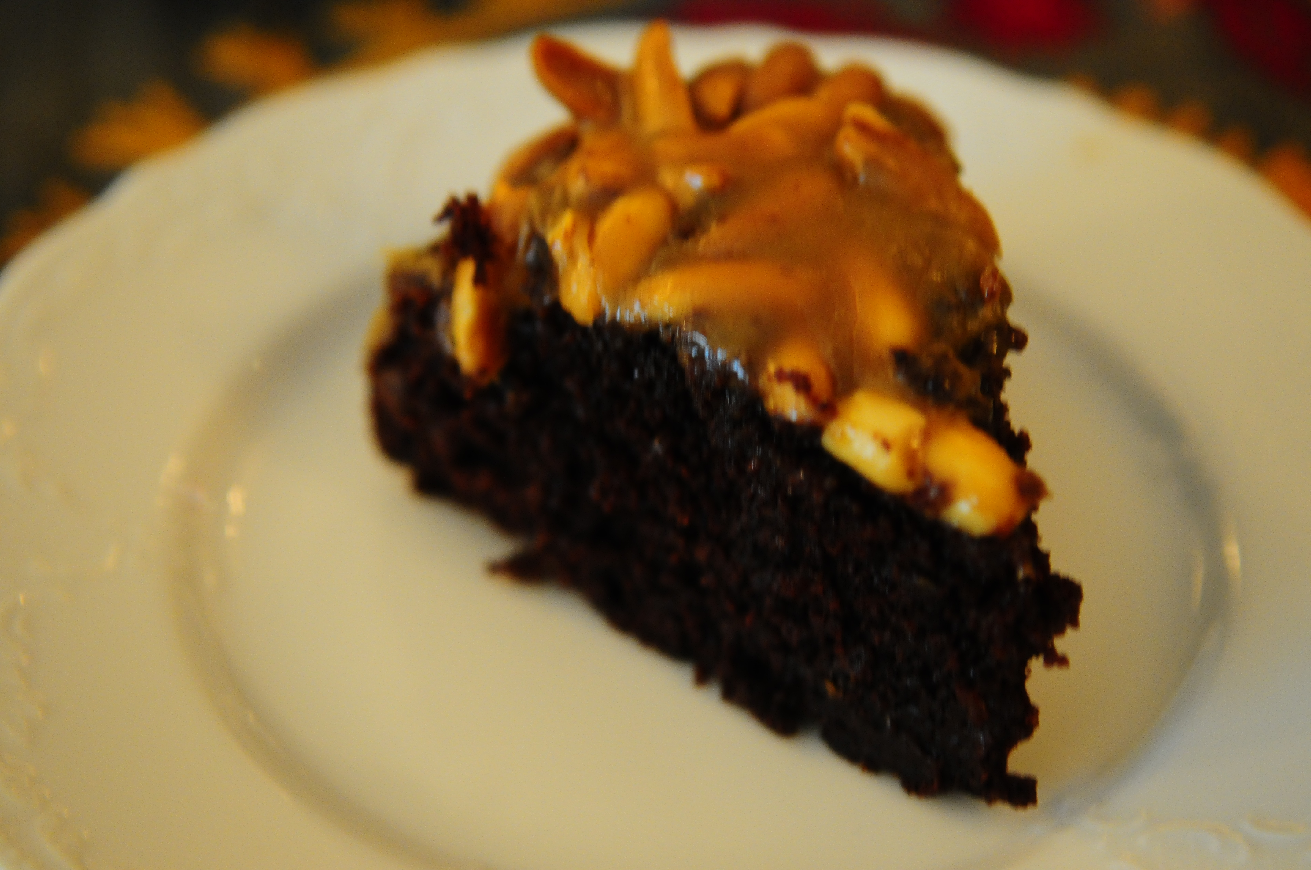 Chocolate peanut butter and caramel torte